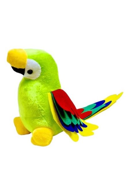 Jucărie de pluș Papagal, Goki, catifelat cu sunete, aripi multicolore, verde, 20 cm