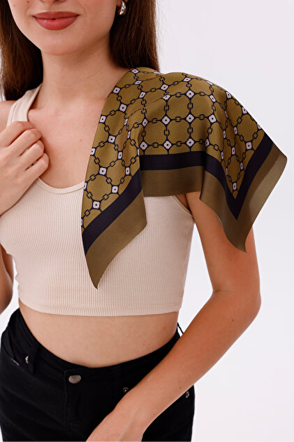 Olive Green Chain Patterned Efes Model - Scarf Estascarf