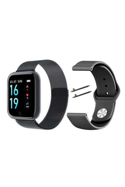 Ceas SmartWatch si Bratara Fitness 2 in 1 InTime, 1.3" OLED Display, Notificari, Monitorizare Ri