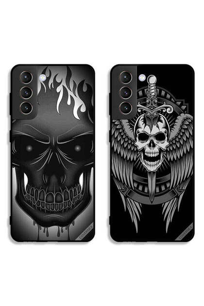 حافظتان لهاتف Samsung Galaxy S21 5G، أغطية واقية بتصميم جمجمة وجمجمة بأجنحة نسر