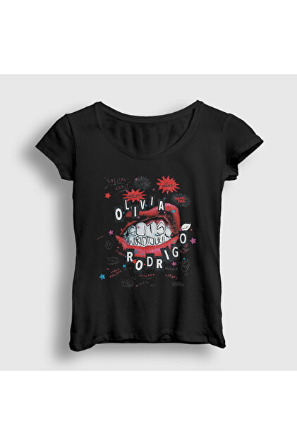 Presmono Kadın Siyah Guts World Tour Olivia Rodrigo T-Shirt