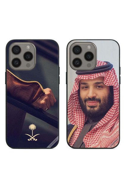 حافظتان لهاتف آبل آيفون 15 برو، غطاءان واقيان، محمد بن سلمان ويد تحملان لافتة وطنية