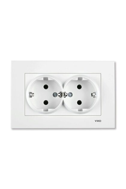 Priză dublă Schuko Viko Karre Alb Curat