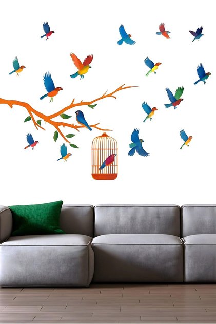 Birds Escape from the Cage Decorative Wall Sticker