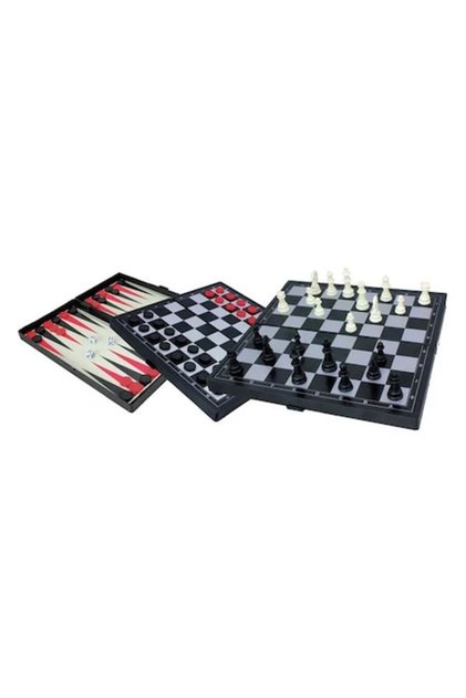 Joc de tablă magnetică de călătorie șah-dame-table 24,5x24,5cm