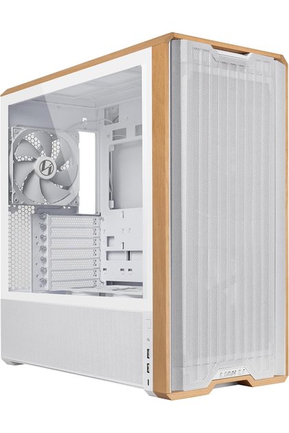 علبة كمبيوتر LANCOOL 217 من خشب الجوز الأصلي، علبة كمبيوتر ATX متوسطة الحجم مزودة بخمسة مفاتيح تشغيل مثبتة مسبقًا