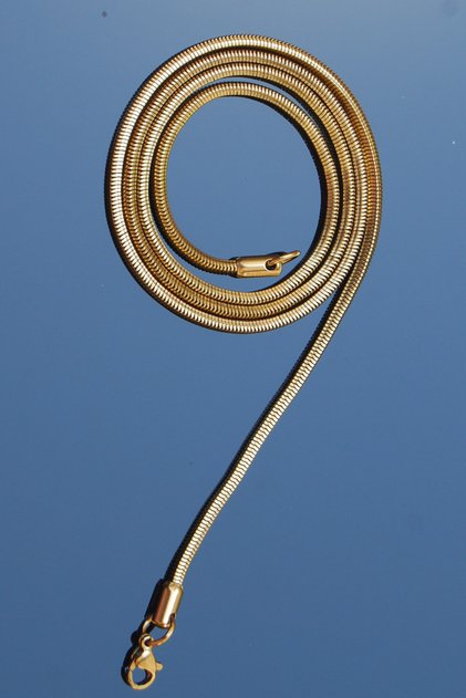 Steel Italian Cube Snake Necklace 2 mm Gold Color | Non-Blackening, Unisex, 2 Years Warranty
