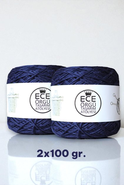 Hand Knitting Rope of Twisted Bamboo Cotton with Navy Blue Color (200 Gr.) V2.
