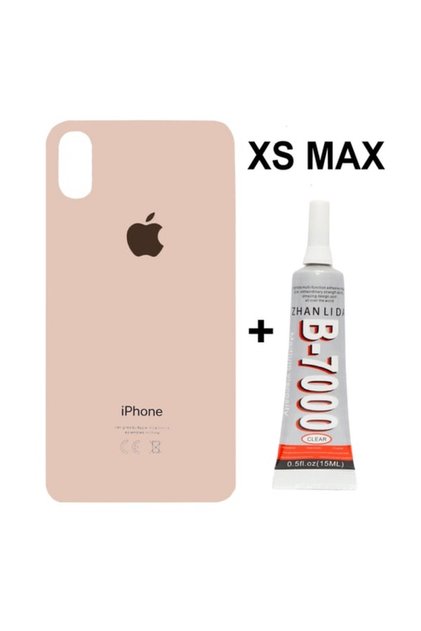 AZURTECH Iphone XS MAX Uyumlu Arka Cam Kapak Batarya Pil Kapağı Gold + Yapıştırıcı