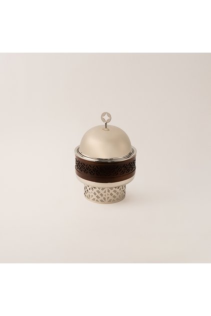 small food server with stand in silver metal 1.5 L