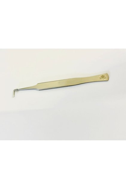 Pensetă Curbată (L) Premium ROYAL, pentru Gene (fir cu fir), din Inox, foarte mare precizie