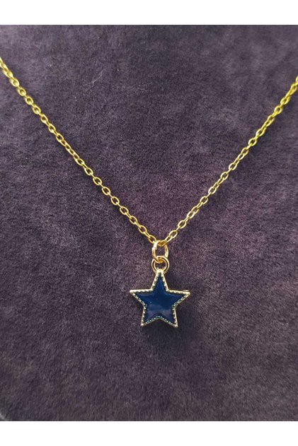 Star Model Enamel Processing Gold Yellow Color Plated Minimal Style Steel Necklace