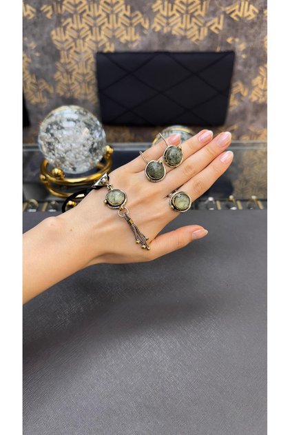 Zebercet taşlı otantik gümüş set
