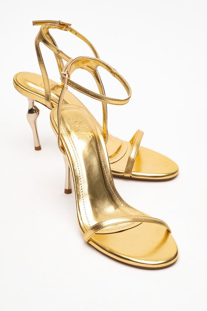 Jasmine Gold Skin Single Strap Women's Heeled Shoes