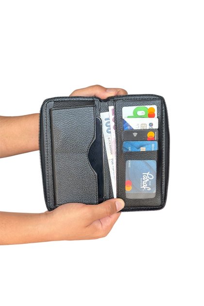 Premium Serisi Lüks Deri Özel Üretim Dikey Telefon Bölmeli Fermuarlı Erkek Cüzdanı