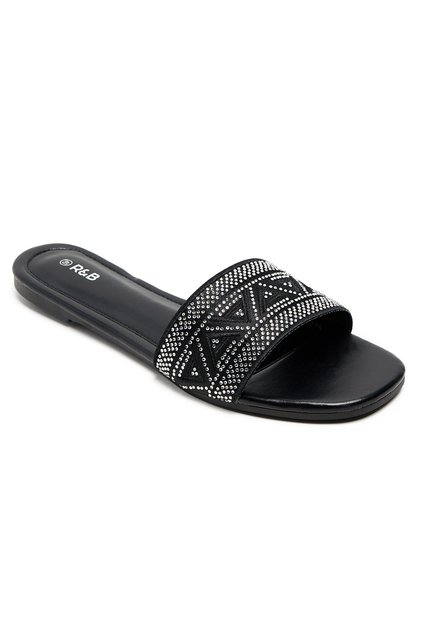 Black LADIES FASHION FLAT SANDALS 36-41