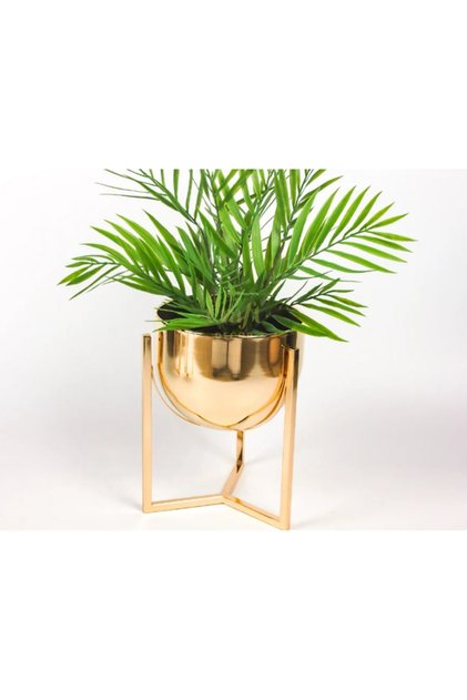 Ghiveci decorativ pentru flori, auriu, Revi M, metalic cu suport detașabil, 20x20x25cm