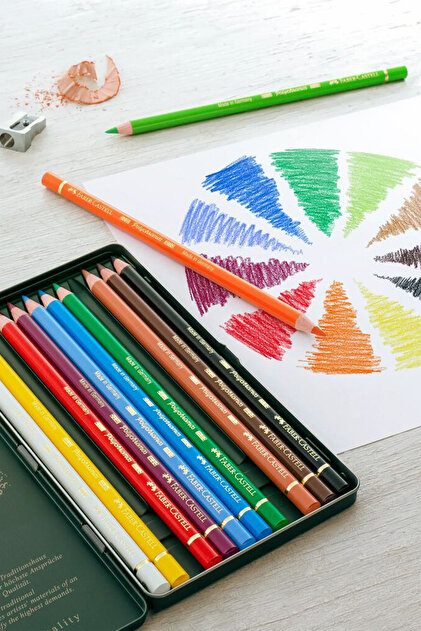 Faber Castell Polychromos 12 Renk Boya Kalemi, Örtücü ve Parlak