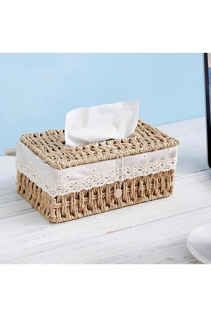 Woven Tissue Box with Cover, Perfect for Living Room, Bathroom, Home, Office