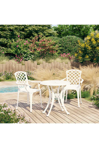 3 Piece Bistro Set Cast Aluminium White