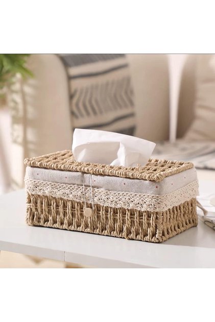 Woven Tissue Box with Cover, Perfect for Living Room, Bathroom, Home, Office
