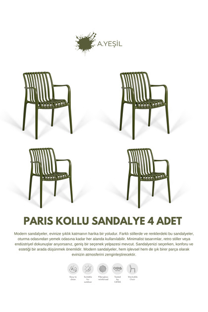 PARİS | 4ADET KOLLU LUX CAFE & RESTAURANT SANDALYESİ