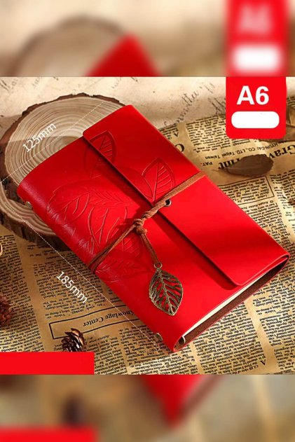 Kişiye Özel İsimli Kırmızı Deri Dolama Defter Ajanda