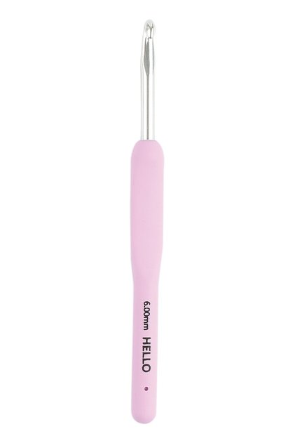 Hello Silicone Handle Crochet, Knitting Crochet, Pink, 6mm