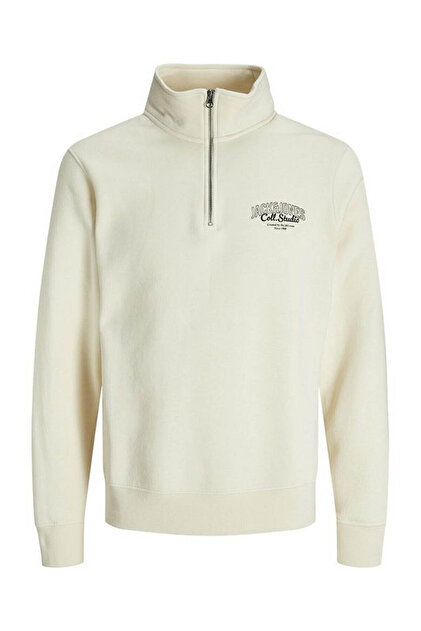 m2e様 Jack & Jones makoto Halfzip Beyaz Erkek Sweatshirt 12278608