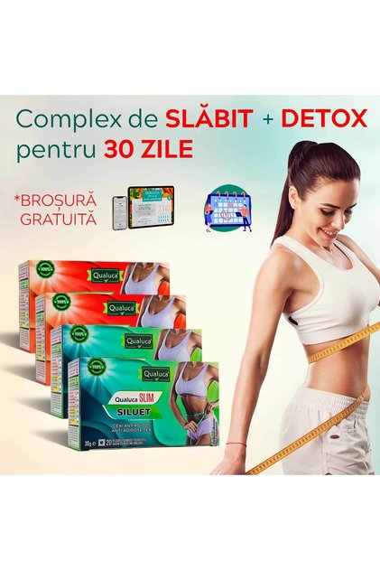 Complex de Slabit - 30 zile | Ceai Siluet(2) + Detox(2) |Set 4 cutii | 80 plicuri