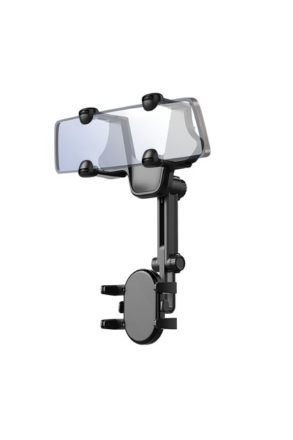 Suport telefon auto pentru oglinda retrovizoare, braț 18cm - negru