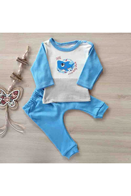 Trening albastru din bumbac Baby Shark pentru nou-născuți