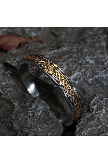 Adjustable Norse Mythology Valknut Thor Odin Stainless&Tarnish Free 316L Steel Bracelet