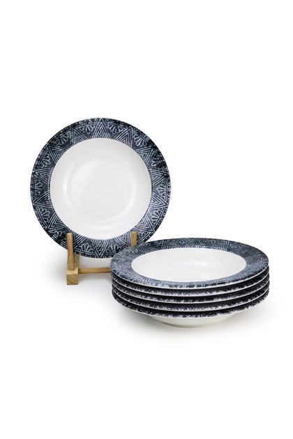 Ceramic Ginko 22Cm Round Soup Plate, White (Set of 6)