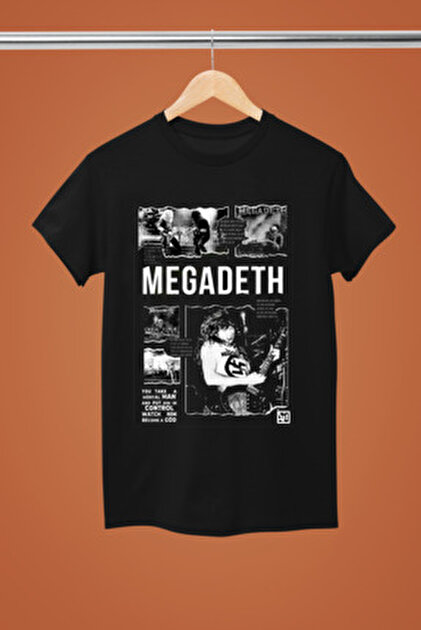 Genel Markalar Unisex Siyah Megadeth Rust In Peace Baskılı Tshirt