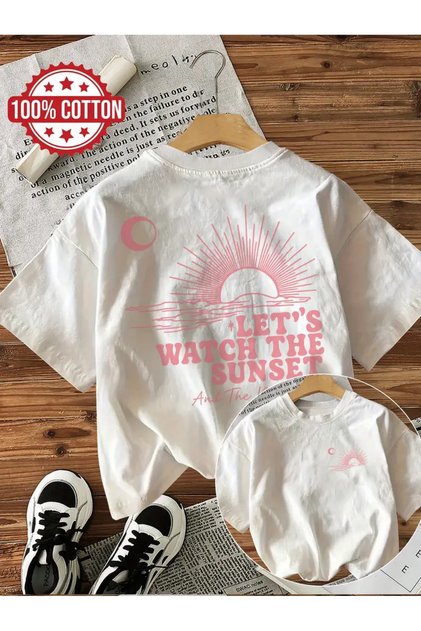 Unisex Watch the Sunset Printed Oversize Crew Neck T-Shirt
