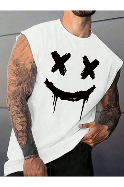 Men's Summer Sports Fitness Singlet - Printed Oversize