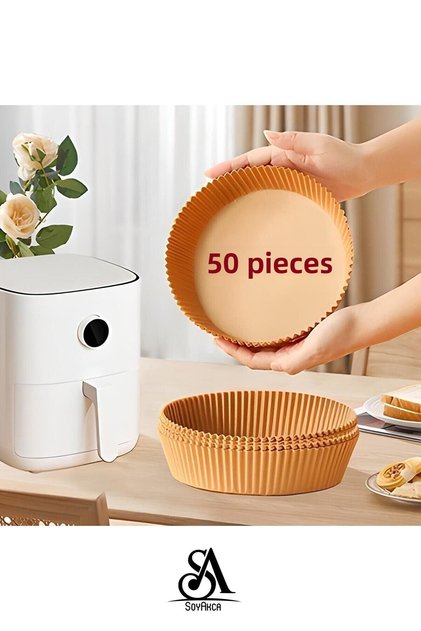 50 Pieces of Oil Baking Paper Philips Xiaomi Compatible Air Fryer Round Baking Paper