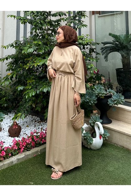 Organic Şile Cloth Beige Skirt Set