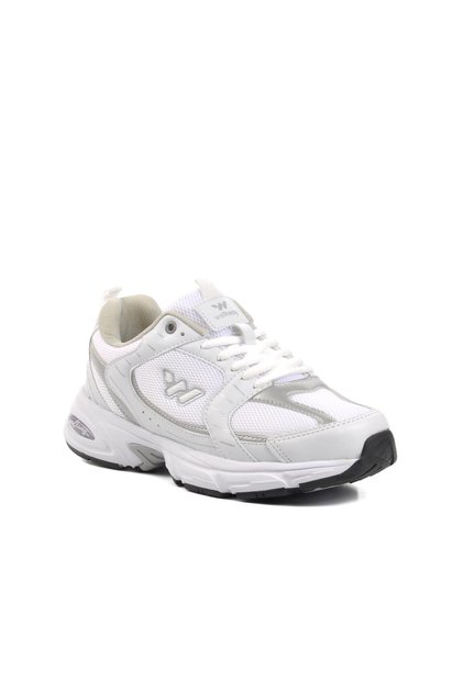 Wlky2313 White-Silver Unisex Sports Shoes
