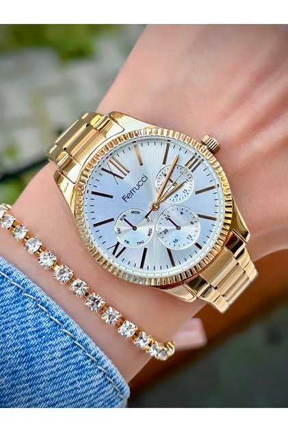 Women's Wristwatch Waterproof Steel Cord Gold Gold Color