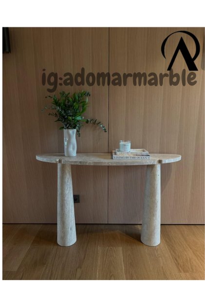 ADOMAR Traverten Dresuar,Özel Ölçü, %100 Doğal Taş, Konsol Masası, Antre Dresuar