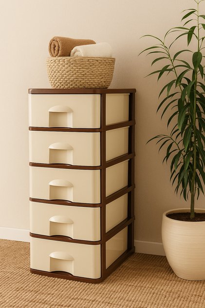 5-Drawer Plastic Storage Organizer with Wheels – Compact, Durable & Easy to Move