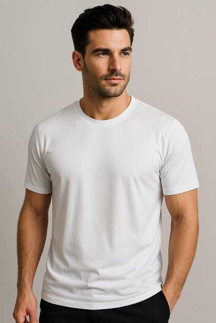 Tricou sport pentru bărbați, 100% bumbac, slim fit, cu mânecă scurtă, cu decolteu rotund