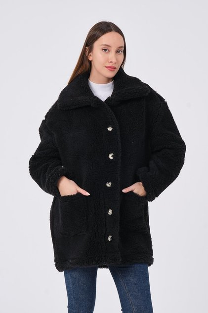 Women's Plush Coat Coat Soft Texture Large Button
