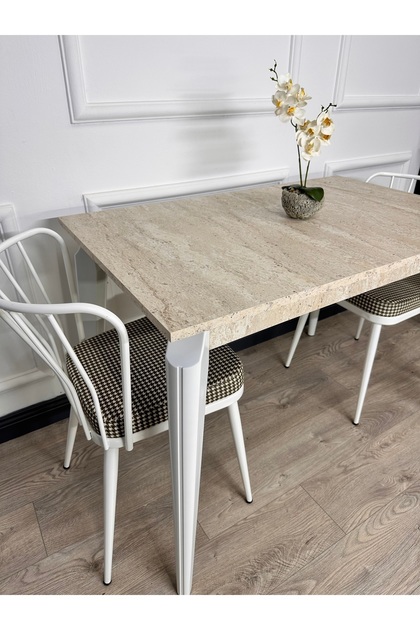 Mutfak Masası MDF Sabit 70X110 Yemek Masası Mermer Desen Traverten MDF Çalışma Masası Balkon Masası