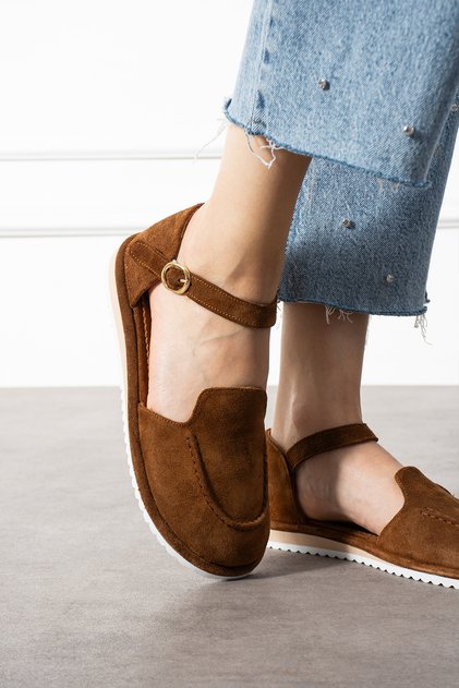 Genuine Suede Ultra Light Belt Detailed Buckle Women's Moccasin – Comfortable and Stylish Casual Shoes