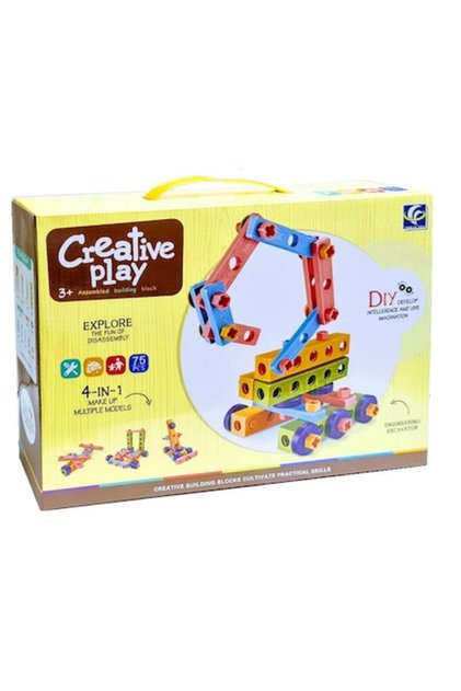 Joc de constructie cu suruburi si piulite, 4 in 1, macara, creative play, nivel de dificultate mediu