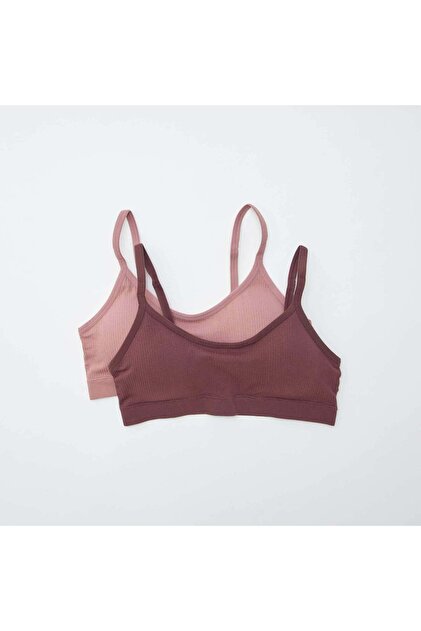 Pack of 2 ribbed bralettes PINK