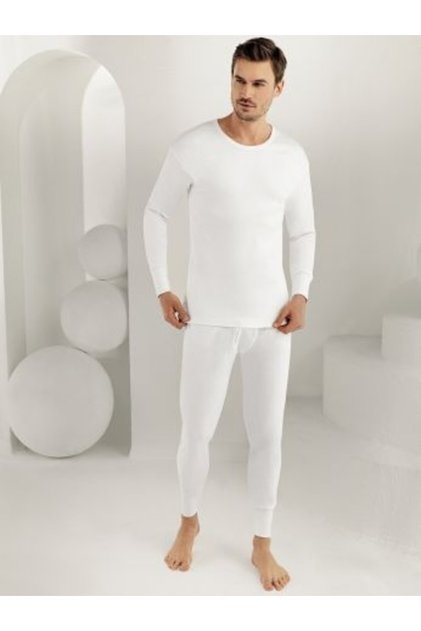 Men's Crew Neck Long Length Cuff Interlock Underwear Bottom Top Set